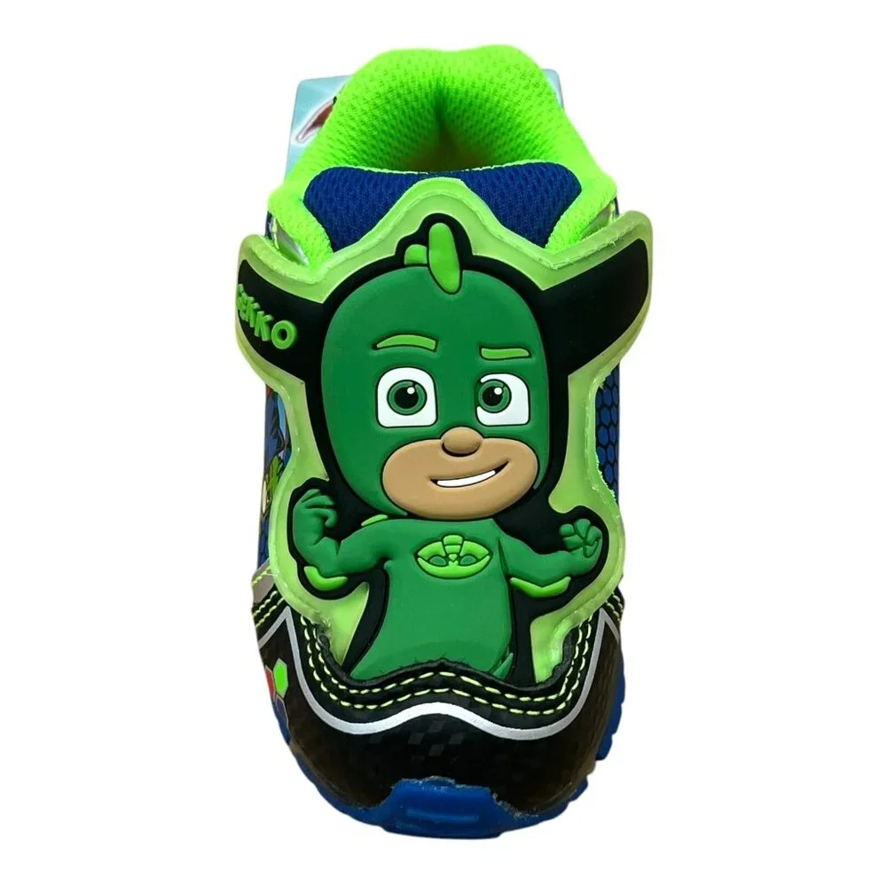 PJ Masks‎ Toddler Boy's Slip-on Sneakers Size 6 Black-Green-Blue Light-Up Shoes